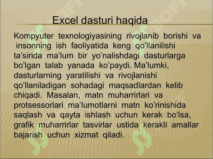 Excel dasturi haqida 3