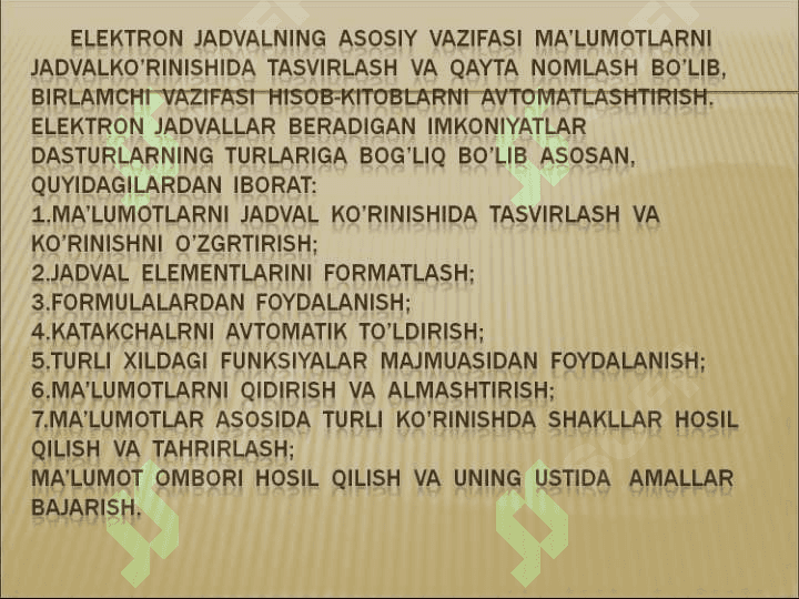 Excel dasturi haqida 8