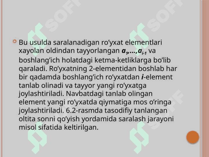 To’g’ridan-to’g’ri qo’yish orqali saralash usuli 7