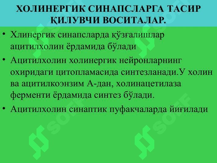 Эфферент иннервацияга таъсир килувчи воситалар 4