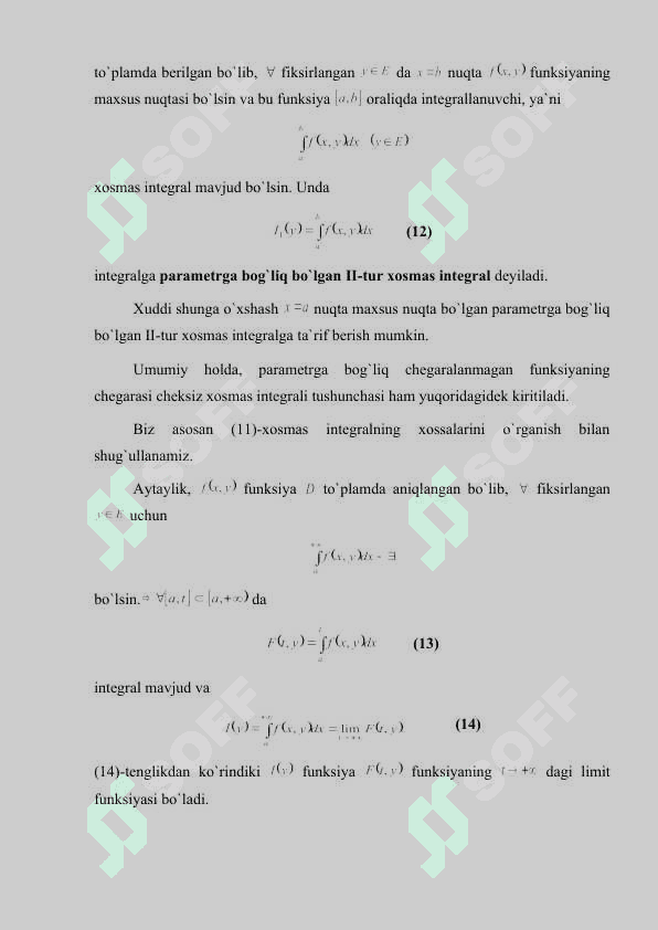 Parametrga bog’liq xosmas integrallar 8