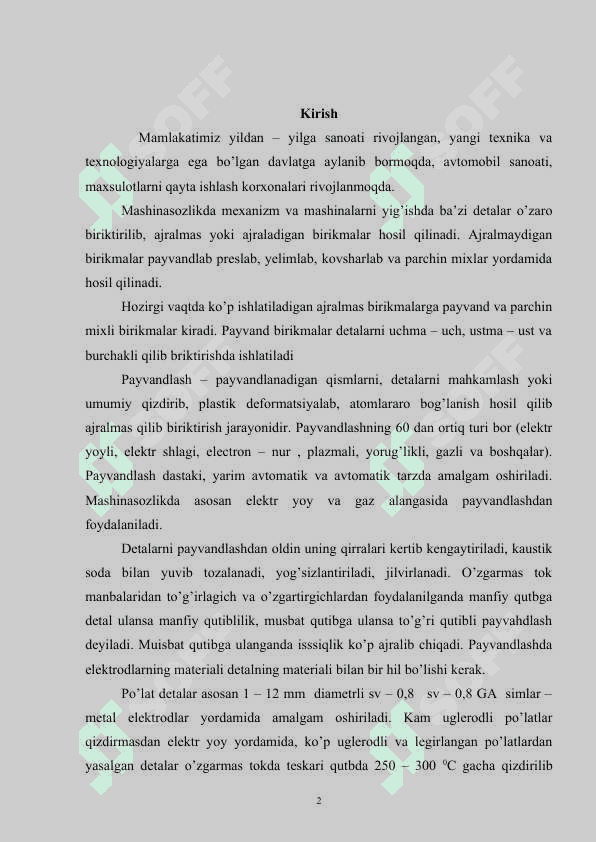 PARCHIN CHOKLI BIRIKMALAR VA ULARNING ISHLAB CHIQARISHDAGI O'RNI 2