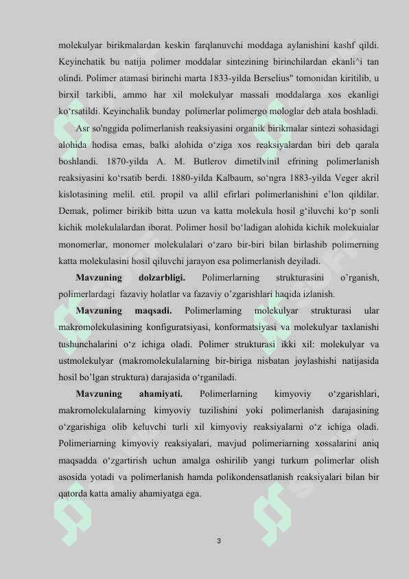 Polimerlarning strukturasi va fizik-mexanik  xossalari. 3