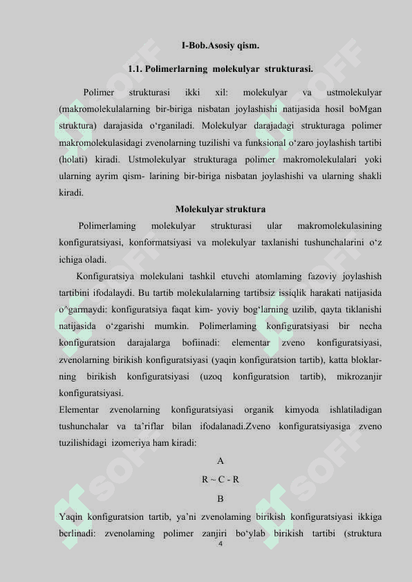 Polimerlarning strukturasi va fizik-mexanik  xossalari. 4