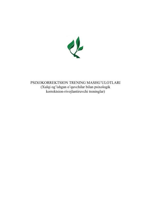 PSIXOKORREKTSION TRENING MASHG’ULOTLARI