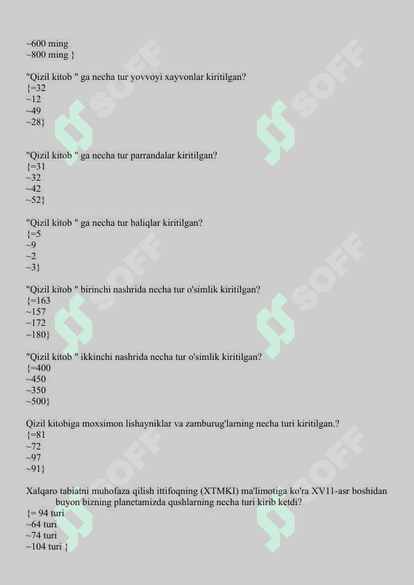 Amaliy ekologiya yakuniy test savollari 5