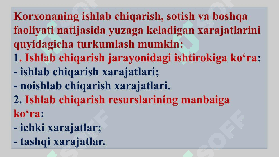 Korxona xarajatlari 4