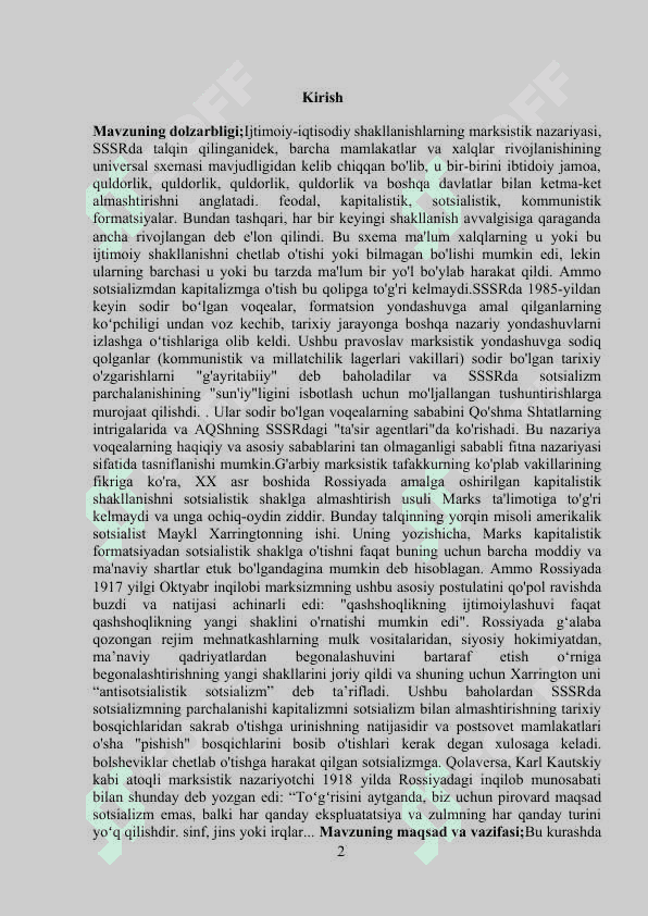 QAYTA QURISH DAVRIDA O’ZBEKISTON IQTISODIYOTI 2