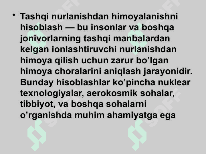 Tashqi nurlanishdan himoyalanishni hisoblash 3