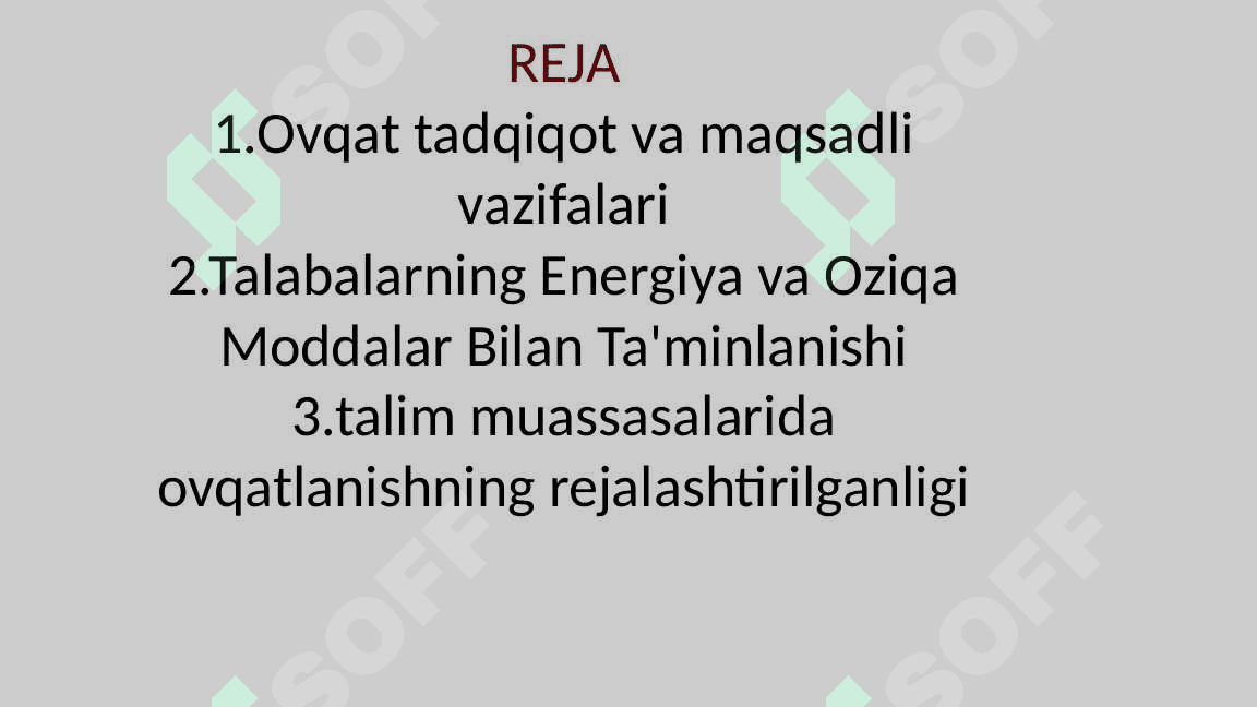 Talabalarning ovqatlanishini adekvatligini o'rganish va baholash 2