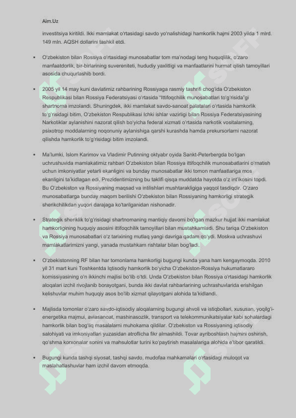 O‘zbekiston va MDH davlatlari. O‘zbekistonning Markaziy Osiyo respublikalari bilan o‘zaro hamkorligi 5