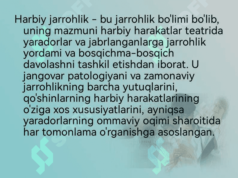 Zamonaviy o'q dorilarning halokatli ta'sirining xususiyatlari. O'q otish jarohati patogenezi 3