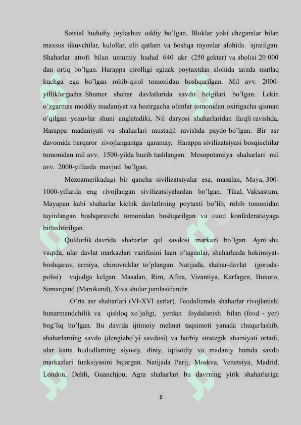 DUNYOVIY SHAHARLAR, YIRIK AGLOMERATSIYALAR, MEGAPOLISLAR 8