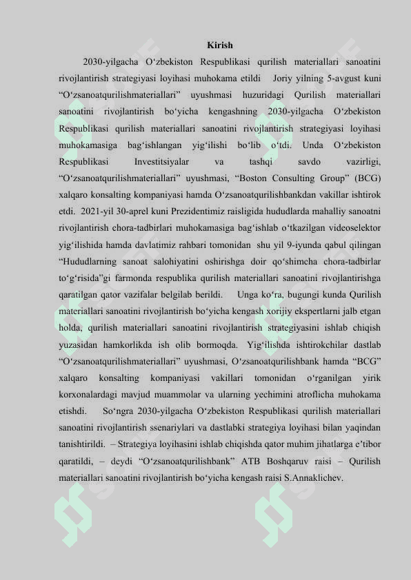 Qurilish sanoatini yanada rivojlantirish 2