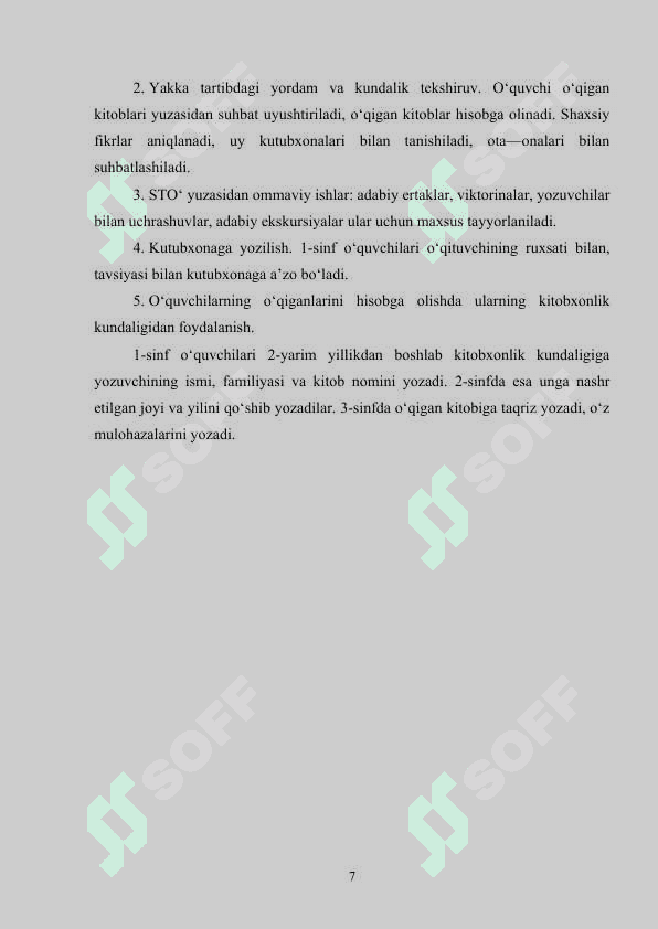 SAVOD O'RGATISH DAVRIDA SINFDAN TASHQARI O'QISH MASHG'ULOTLARI 6