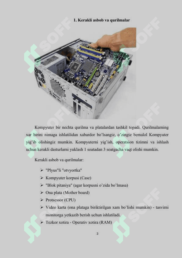 Shaxsiy kompyuternini apparat ta`minoti qurilmalarini yig`ish 3