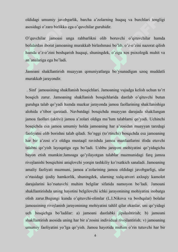 Sinf rahbarining o'quvchilar jamoasi bilan ishlash usullari 6
