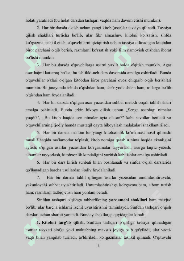 sinfdan tashqari o'qish darslarida qardosh 8