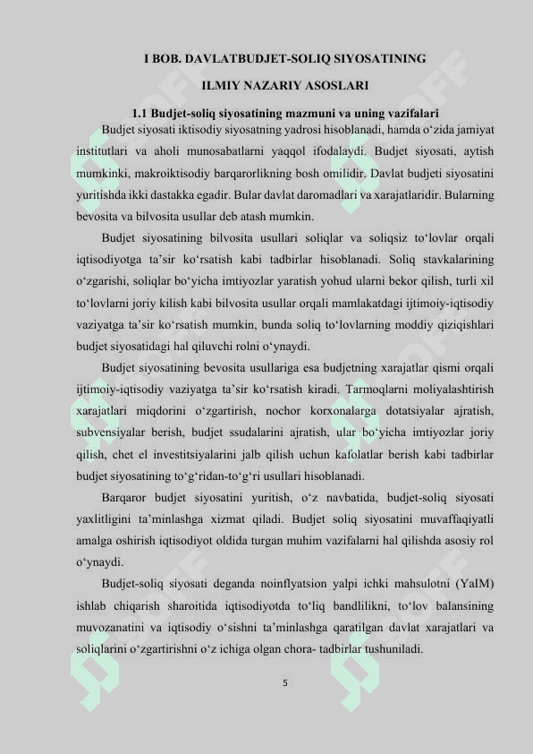 DAVLAT BUDJETI TARKIBI VA UNI TAKOMILLASHTIRISH YO‘LLARI 5