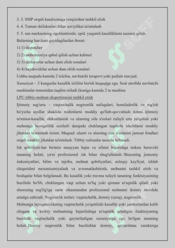 SHOSHILINCH TIBBIY HIZMAT VA IXTISOSLASHTIRILGAN MARKAZLAR FAOLIYATI 4