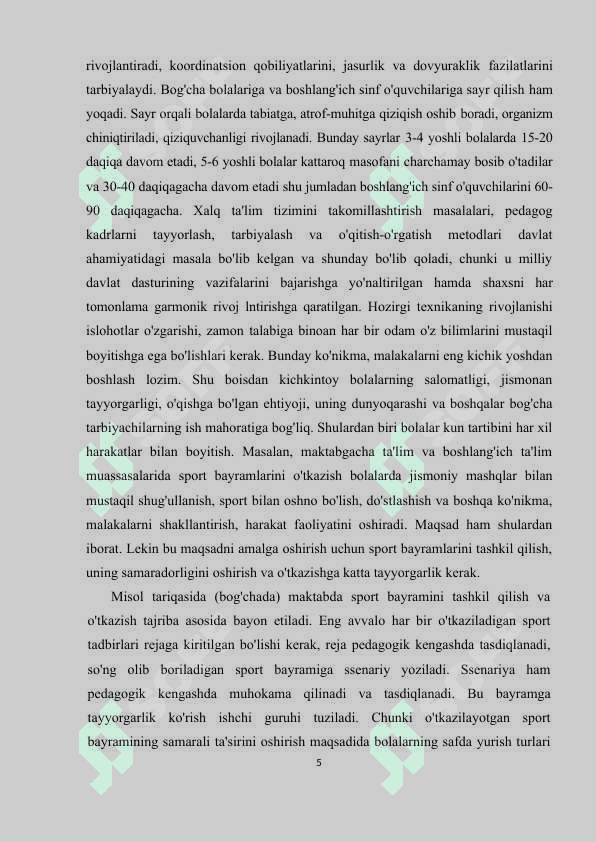 Sport bayramlarini tashkil qilish va ótkazish metodikasi 5