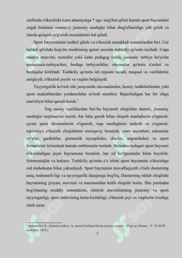 Sport bayramlarini tashkil qilish va ótkazish metodikasi 7