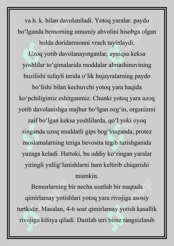 TROFIK VA YOTOQ YARALAR  YARALAR, ULARNI BOSQICHLARDA DAVOLASH VA KO‘CHIRISH 4