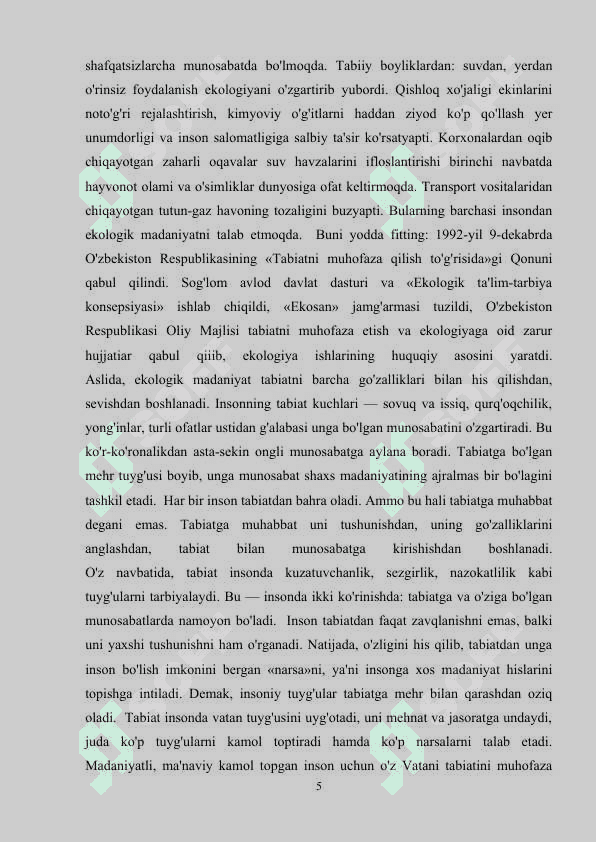 Tabiatni muhofaza qilish tadbirlarini ishlab chiqarish 5