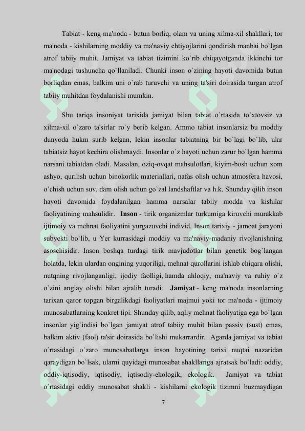 Tabiatni muhofaza qilish tadbirlarini ishlab chiqarish 7