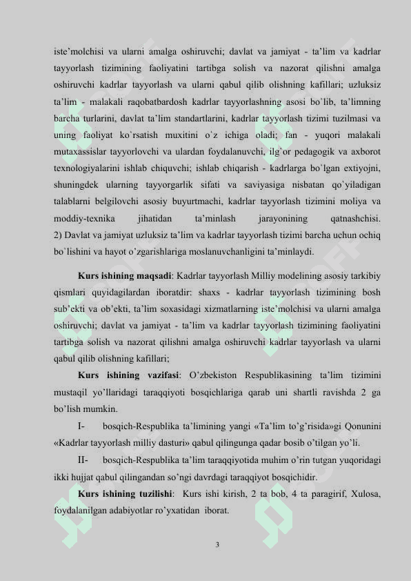 Ta'lim to'g'risidagi qonun va Kadrlar tayyorlash milliy dasturi 3