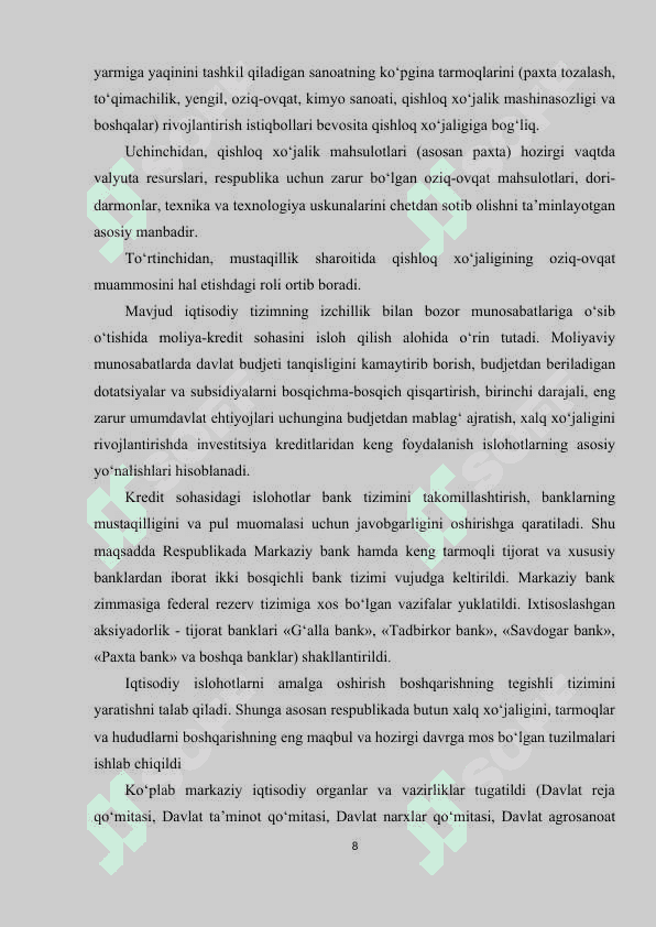 Taraqqiyotning O'zbek modeli va uning oziga xos xususiyatlari 8
