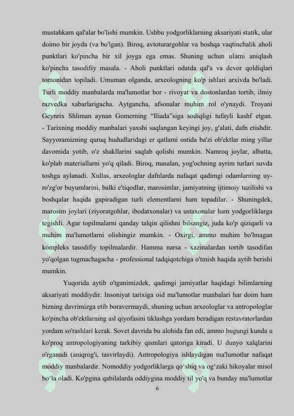 Tarix darslarini tashkil etishda moddiy manbalardan foydalanish 6