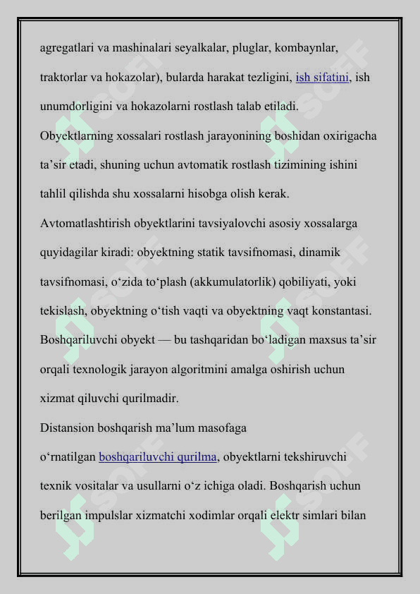 Rostlash obyektining xarakteristikalari 2