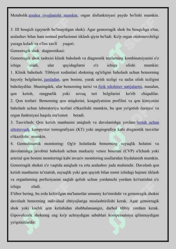 SHOK SABABLARI PATOGENEZ MORFOGENEZI 2