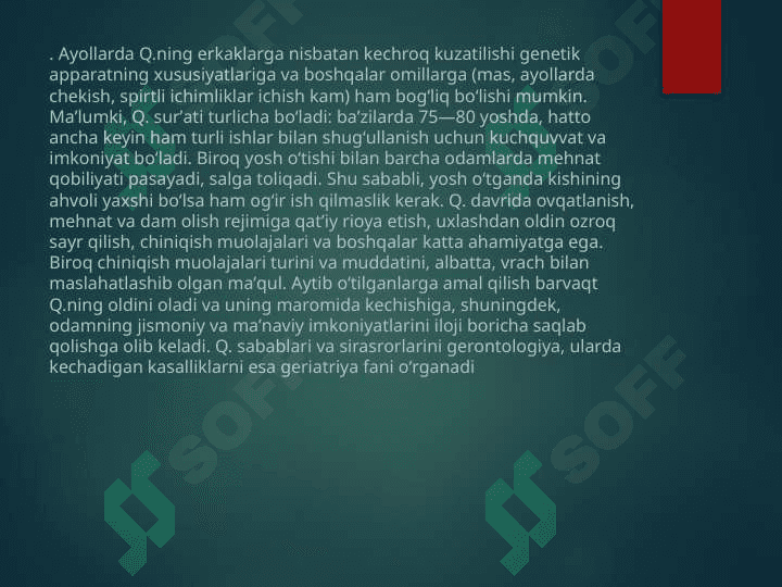 QARILIKNING BIOLOGIK ASOSLARI . 6