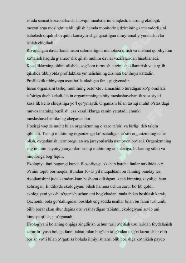 Kurs ishi. Ishlab chiqarish korxonalaridagi shovqinni ekologik monitoring qilis1 4