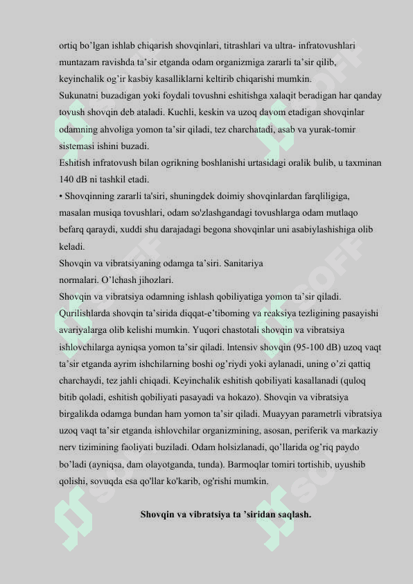 Kurs ishi. Ishlab chiqarish korxonalaridagi shovqinni ekologik monitoring qilis1 8