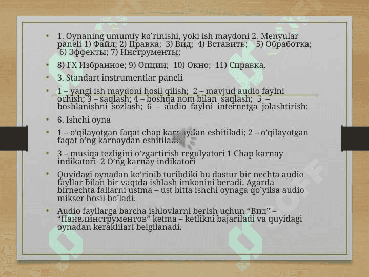 OVOZ YOZUVCHI VA ULARGA ISHLOV BERUVCHI DASTURLAR. 8