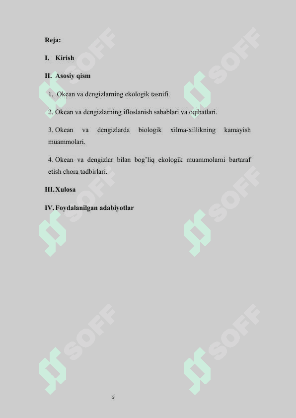 Okean va dengizlarning ekologik muammolari 2