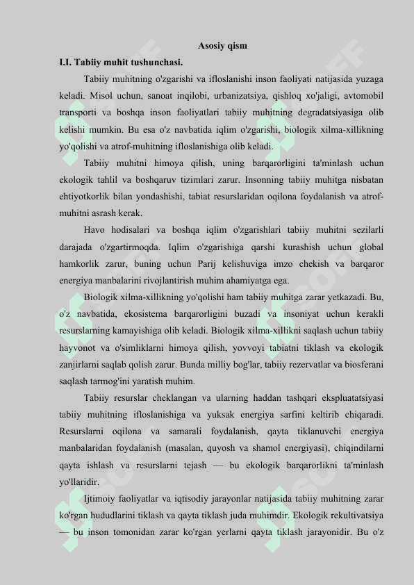 Tabiiy muhitning inson xo’jalik faoliyati ta’sirida ifloslanishi 6