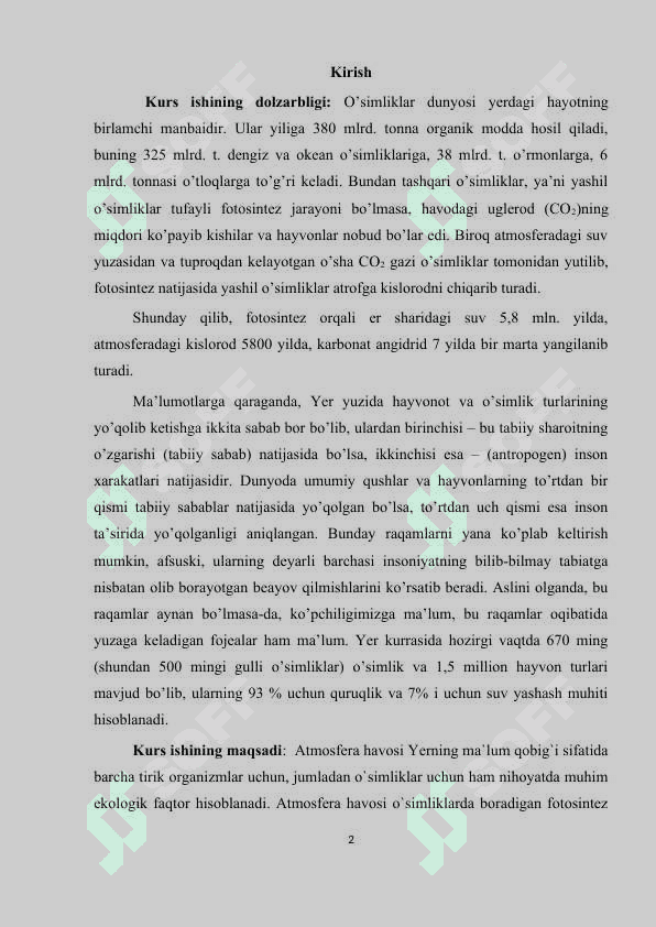 Tashqi muhit omillarining o’simliklar hayotiy formalariga ta’siri 2