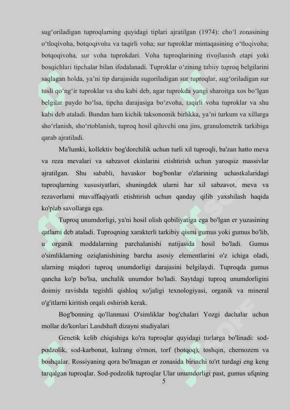 Tuproq tasnifi va uning abiotik xislatlari 5