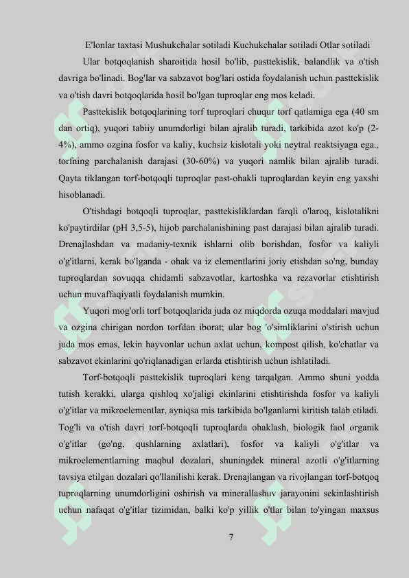 Tuproq tasnifi va uning abiotik xislatlari 7
