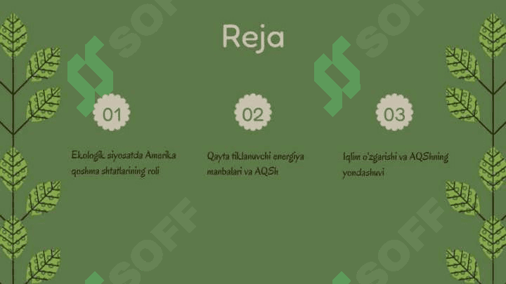 amerika qoshma shtatlarining ekollogik siyosati haqida 2