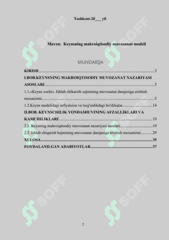 Keynsning makroiqtisodiy muvozanat modeli 2