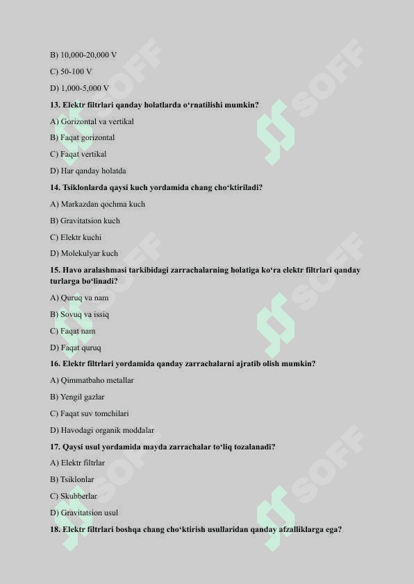 Tabiatshunoslik bo`yicha test 3
