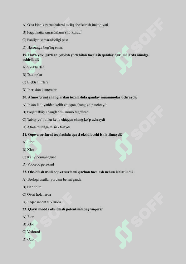 Tabiatshunoslik bo`yicha test 4