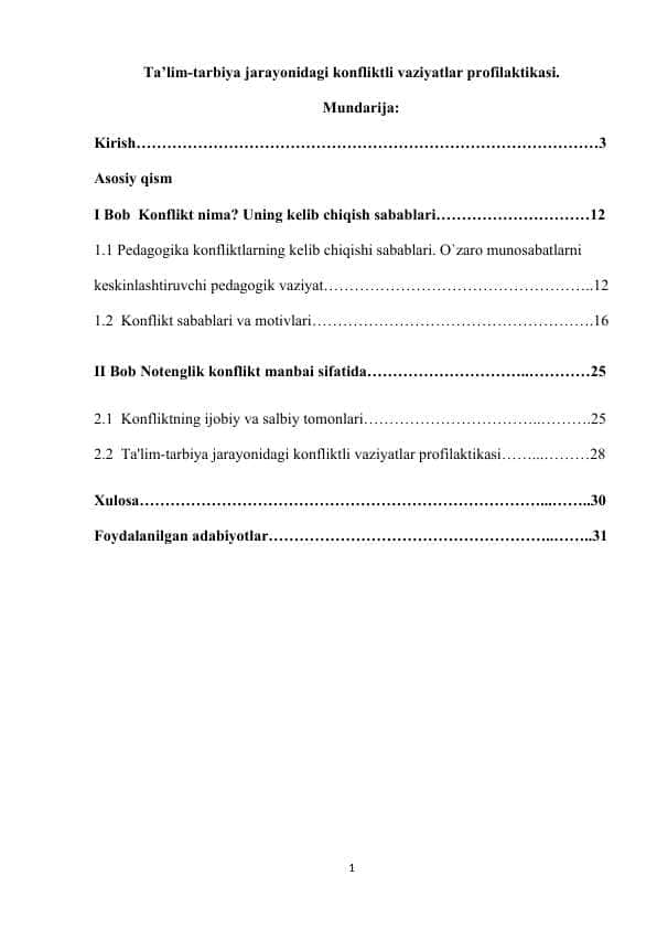 Tа’lim-tаrbiya jаrаyonidаgi kоnfliktli vаziyatlаr prоfilаktikаsi.