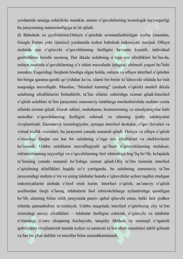 Interfaol o‘qitish oliy ta’lim tizimida o‘quv jarayonini jadallashtirish omili sifatida 25 6