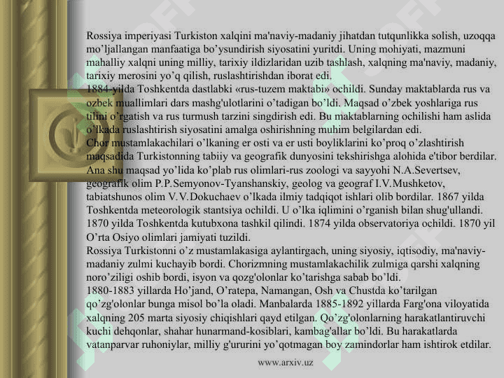 Chor rossiyasining turkistonni bosib olishiga qarshi xalq harakatlari 6